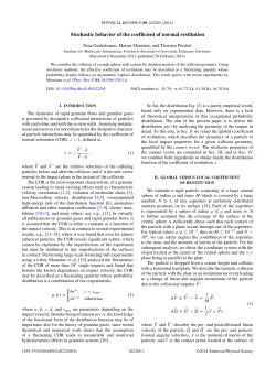 Stochastic behavior of the coefficient of normal restitution