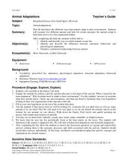 Animal Adaptations Teacher`s Guide