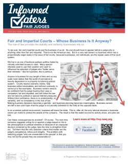 Fair and Impartial Courts – Whose Business Is It Anyway?