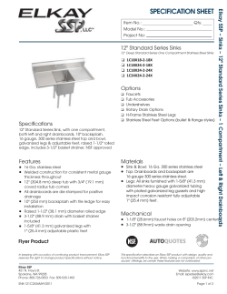 Spec Sheet - Elkay Foodservice