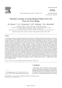 Osmium isotopes in hydrothermal &pound;uids from the Juan de Fuca Ridge