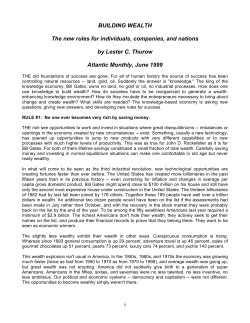 BUILDING WEALTH The new rules for individuals, companies, and