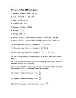 Review for Math 091 Final Exam