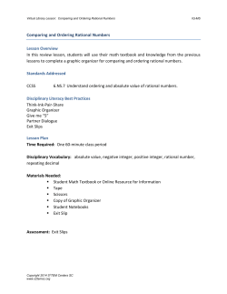 Comparing and Ordering Rational Numbers Lesson Overview In this