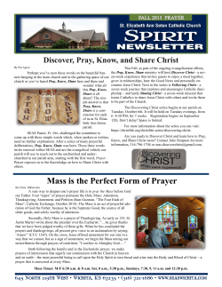 Fall 2015 Newsletter - St. Elizabeth Ann Seton Catholic Church