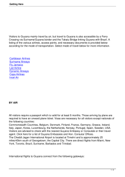 Getting Here - Guyana Tourism Authority