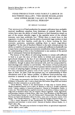 Food Production and Family Labour in Southern Malawi: the Shire