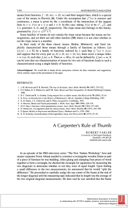 A Carpenter`s Rule of Thumb - Mathematical Association of America