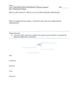 Day 1 Exponential Notation
