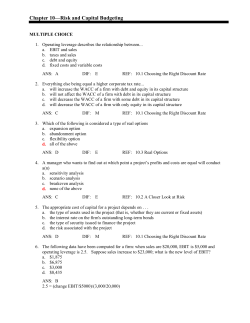 Chapter 10&mdash;Risk and Capital Budgeting
