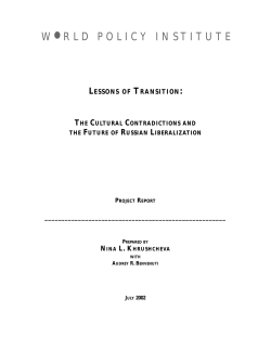 Lessons of Transition - World Policy Institute