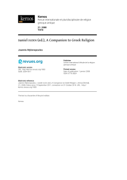 Daniel Ogden (ed.), A Companion to Greek Religion