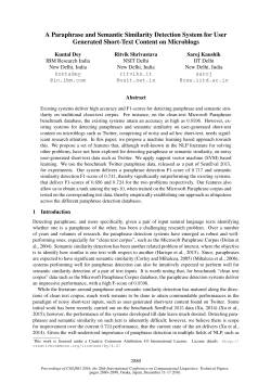 A Paraphrase and Semantic Similarity Detection System for User