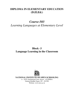 Block 3: Language Learning in the classroom