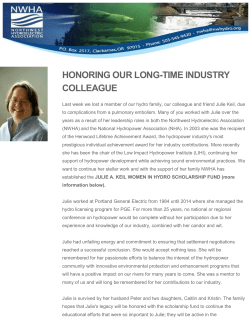 HONORING - Julie A. Keil - Northwest Hydroelectric Association