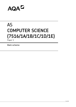 AS Computer Science Specimen mark scheme Paper 1