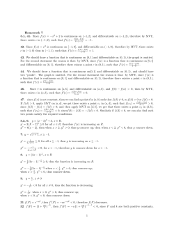 Homework 7 5.1, 41. Since f(x) = &minus;x 2 + 2 is continuous on [&minus;1, 2