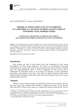 CHEMICAL INNOVATION IN PLANT NUTRITION IN A
