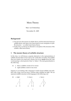 Mora Theory - Marc van Oostendorp