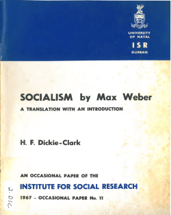 SOCIALISM by Max Weber - Institute of Development Studies
