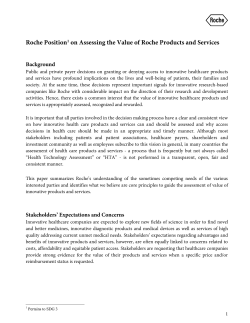 Roche Position1 on Assessing the Value of Roche Products and