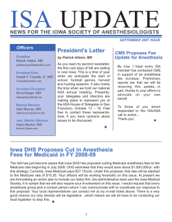 President`s Letter Iowa DHS Proposes Cut in Anesthesia Fees for