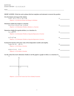 MATH 2412 EXAM #1 REVIEW