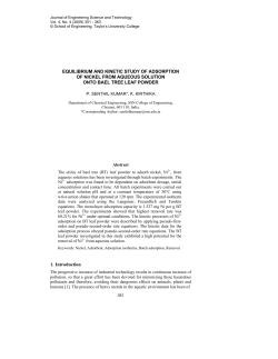 Equilibrium and Kinetic Study of Adsorption of Nickel