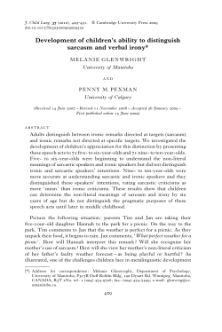 Development of children`s ability to distinguish sarcasm and verbal
