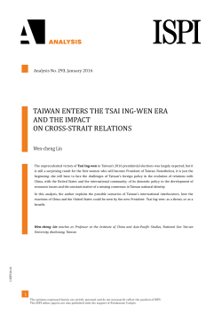 taiwan enters the tsai ing‐wen era