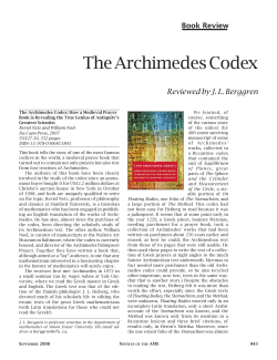 The Archimedes Codex - American Mathematical Society