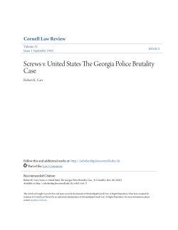 Screws v. United States The Georgia Police Brutality Case