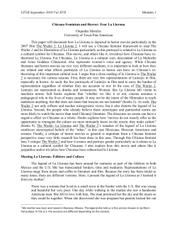 Chicana Feminism and Horror - University of Utah E Publications
