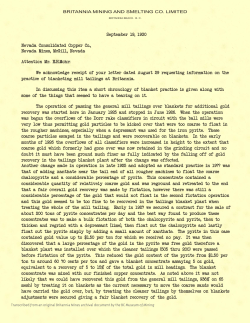Gold Recovery at Britannia &ndash; transcribed from original document