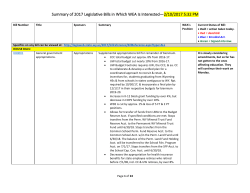 Summary of 2017 Legislative Bills in Which WEA Is Interested&mdash;2/10