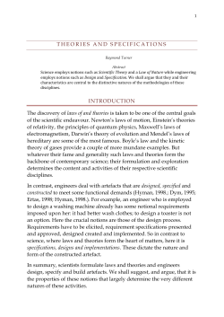 Theories and Specifications - School of Computer Science and