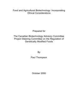 Food and Agricultural Biotechnology: Incorporating Ethical