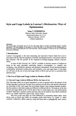 Style and Usage Labels in Learner`s Dictionaries
