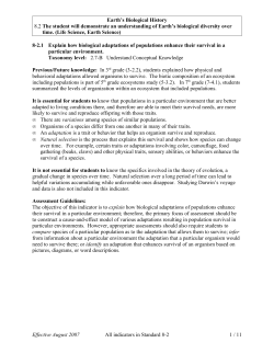 Earth`s Biological History 8.2 The student will demonstrate an