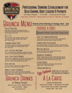 Brunch Menu - Jack`s American Pub