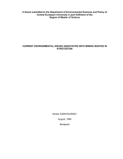 A thesis submitted to the Department of Environmental Sciences and