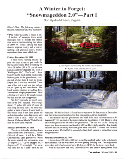 A Winter to Forget: "Snowmageddon 2.0" Part I