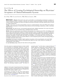 The Effects of Creating Psychological Ownership on Physicians