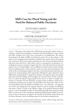 Mill`s Case for Plural Voting and the Need for Balanced Public