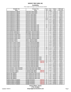 MOON`S TREE FARM, INC. Availability
