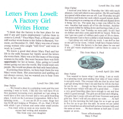 Letters From Lowell: A Factory Girl Writes Home