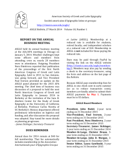ASGLE Bulletin 18.1 (March 2014) - ASGLE: The American Society