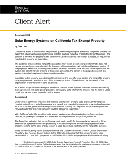 Solar Energy Systems on California Tax-Exempt Property