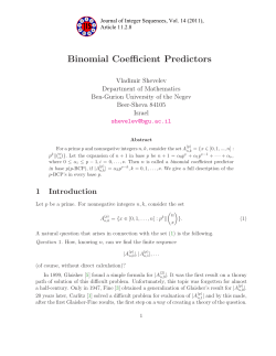Binomial Coefficient Predictors