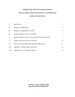 Staffing Plan - Worcester County Public Schools